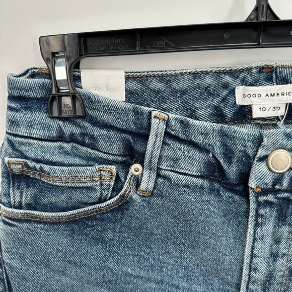 GOOD AMERICAN NWT Good Waist Crop Denim Jean in Blue799 // 10 - Picture 14 of 15